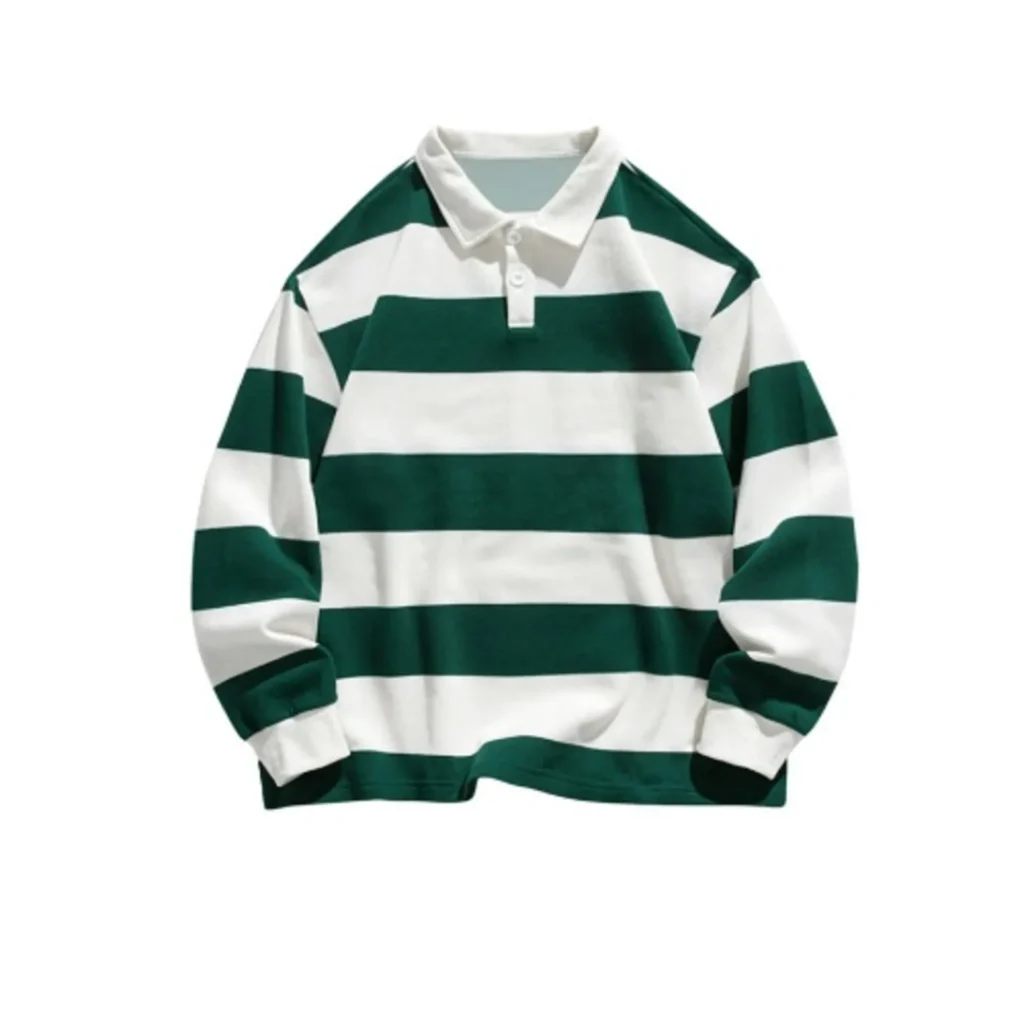 Men’s Breathable Classic Striped Long Sleeve Polo Shirt