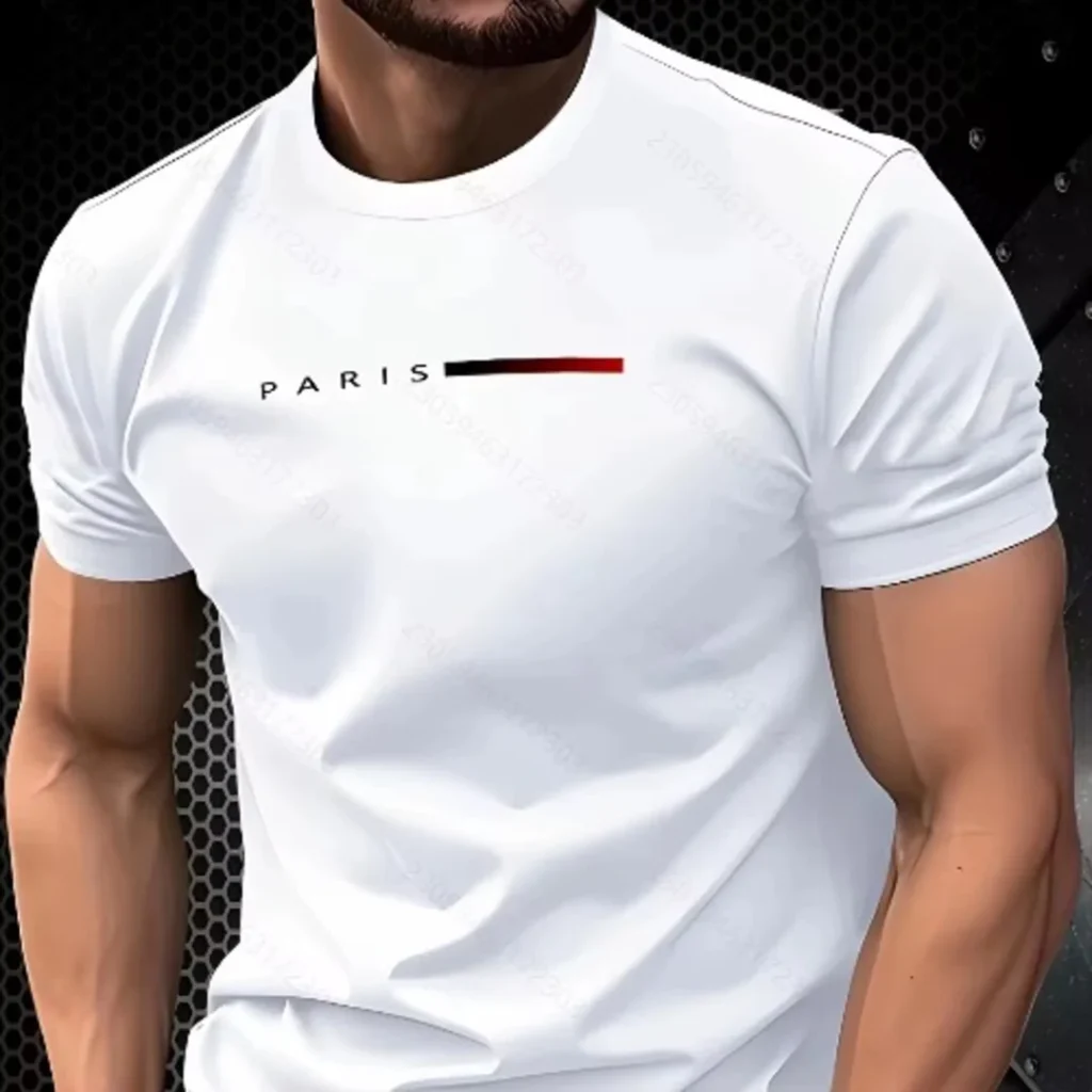 Men's Paris Print Short Sleeve Round Neck T-Shirt