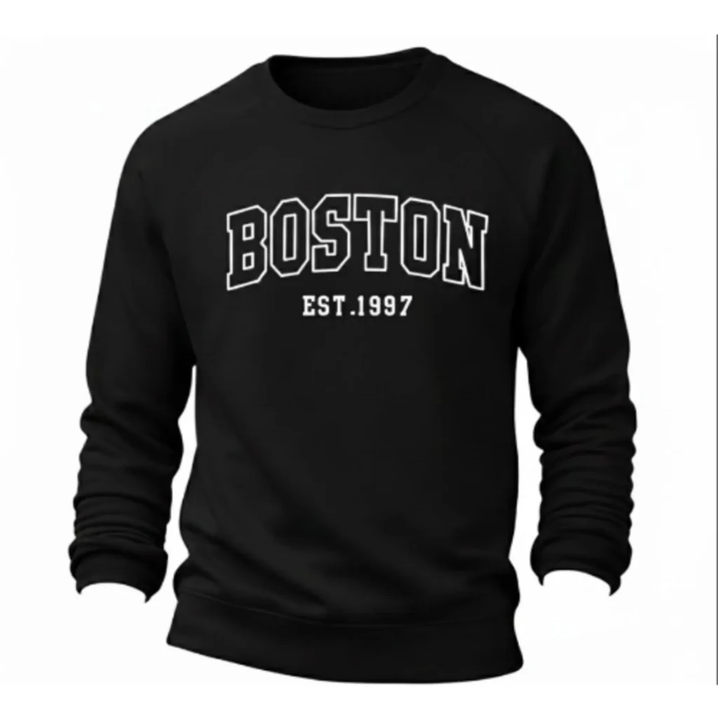Men’s BOSTON Print Oversized Long Sleeve T-Shirt