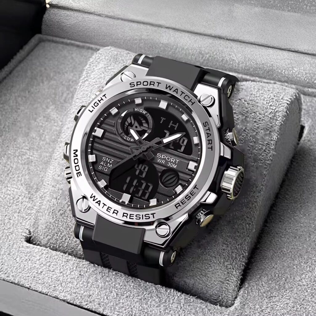 Men's OEM Trend Dual Display Sports Watch - Black and Sliver