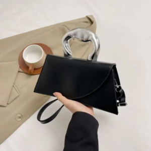 Elegant Portable Square Handbag - Black