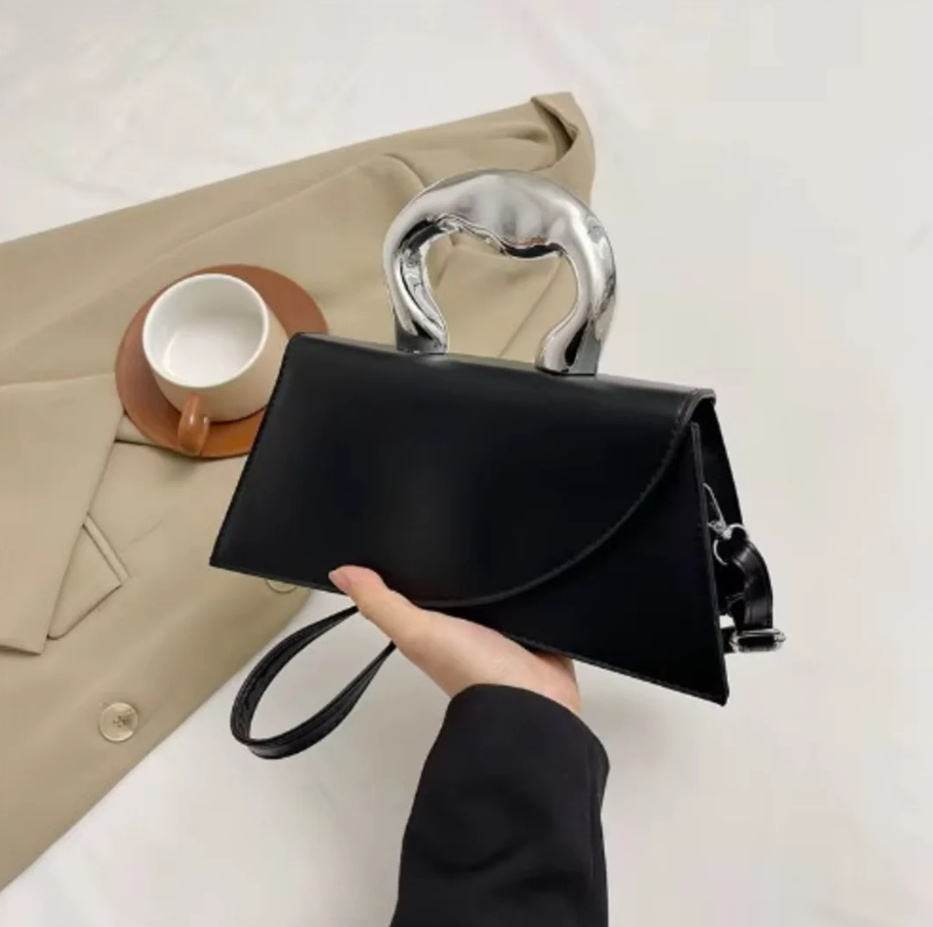 Elegant Portable Square Handbag - Black - Image 1