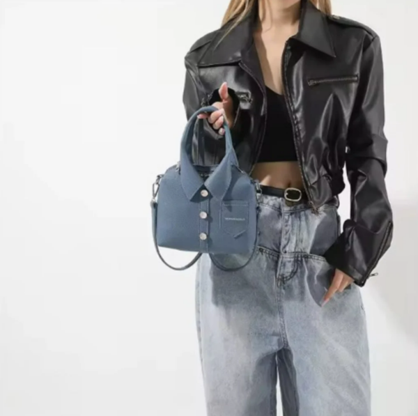 Personalized Shirt - Style Square Shoulder Bag - Blue