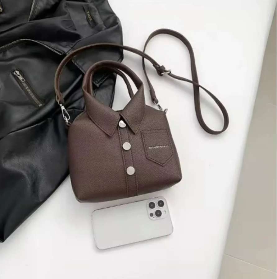 Personalized Shirt - Style Square Shoulder Bag - Brown - Image 2