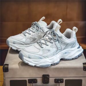 Men's Casual Breathable Shoes with Thick Sole - White