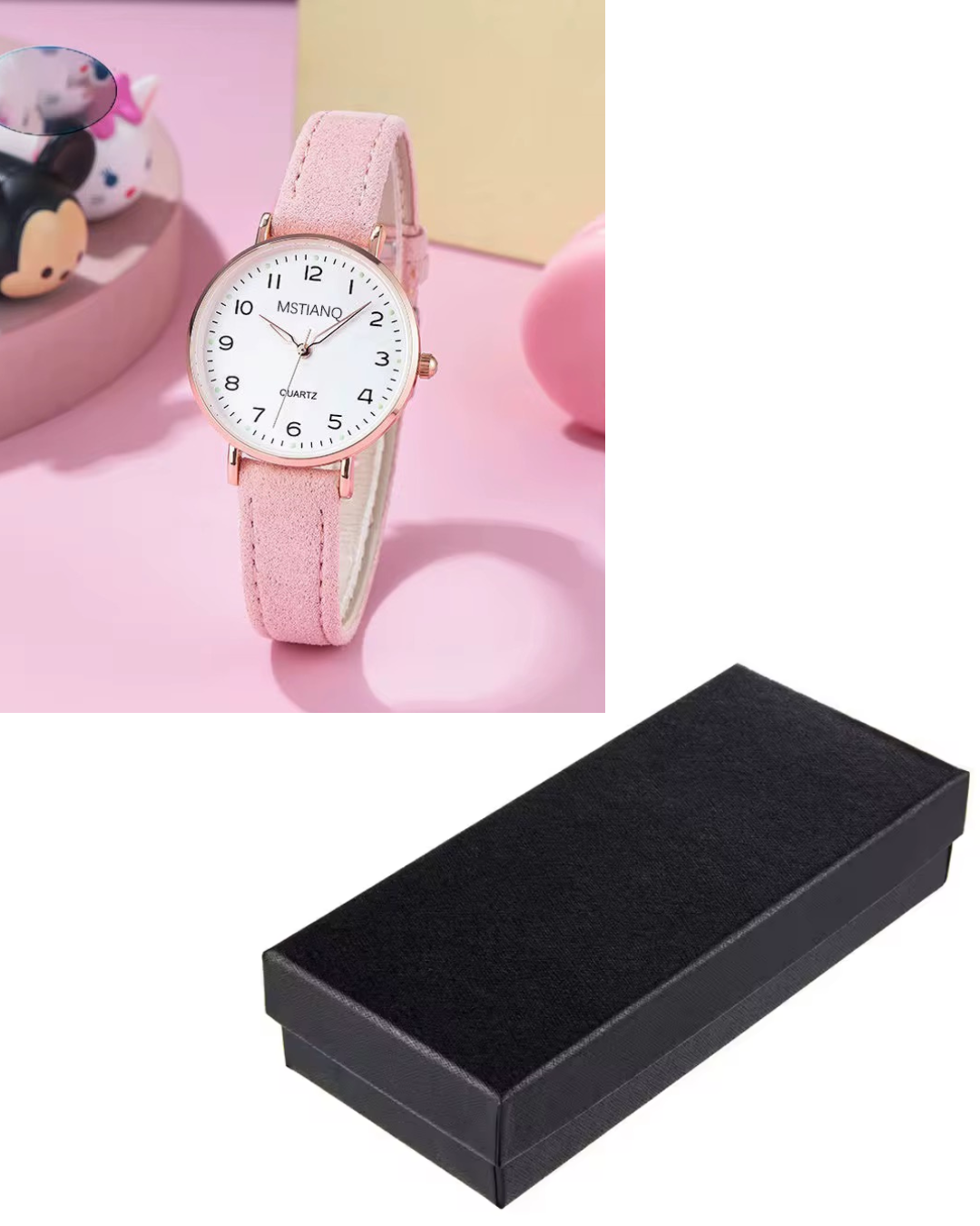 Women’s Luminous RetroLeather Quartz Watch – pink - Image 1