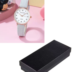 Women’s Luminous Retro Leather Quartz Watch – Grey