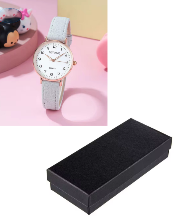 Women’s Luminous Retro Leather Quartz Watch – Grey