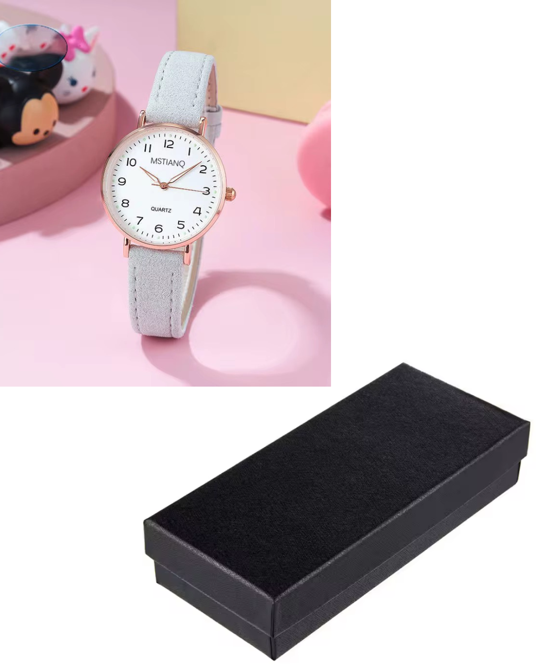Women’s Luminous Retro Leather Quartz Watch – Grey - Image 1