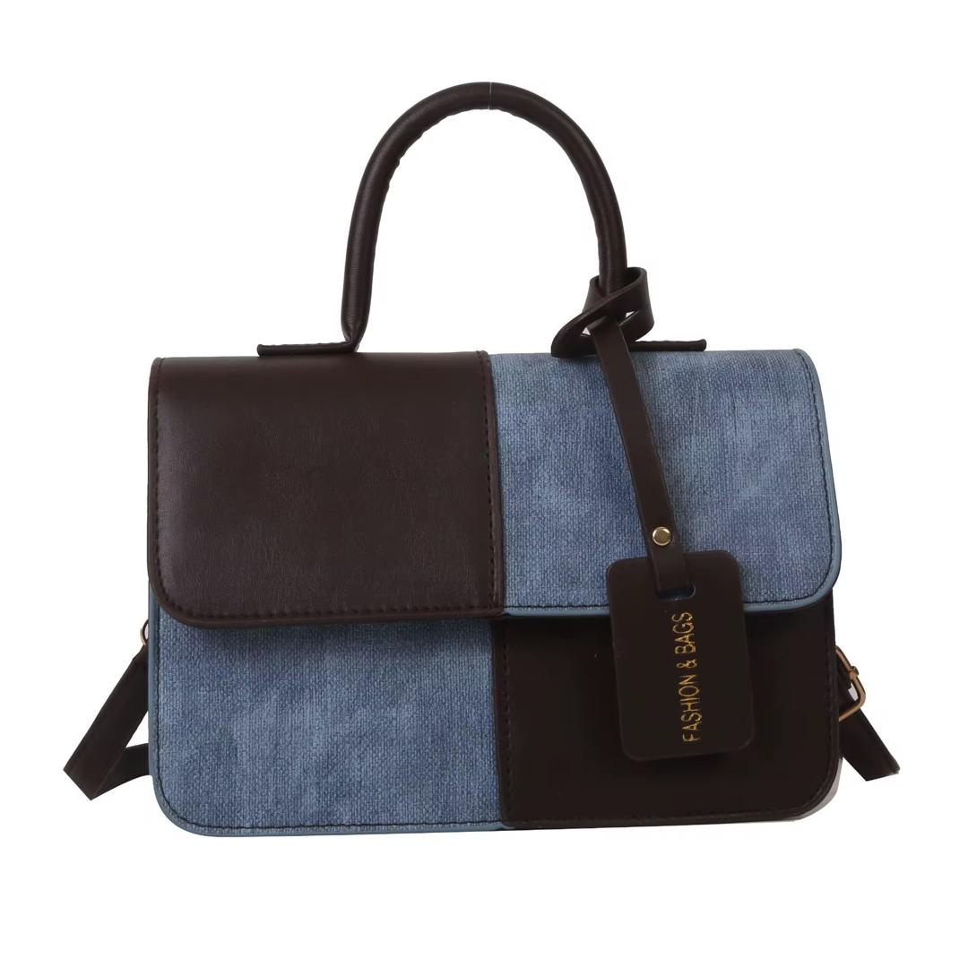 Contrast Color Small Square Crossbody Handbag - Image 1