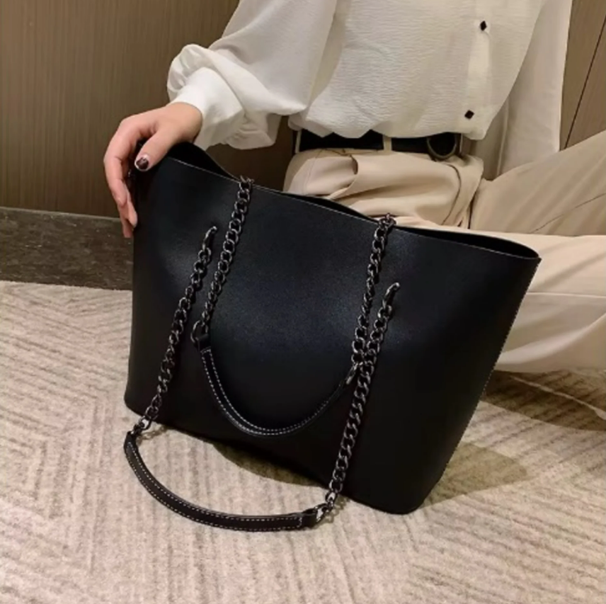 Retro Large Capacity Shoulder Bag - Black - Image 2