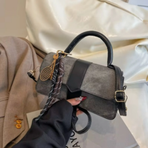 Retro  Square Crossbody Handbag - Black