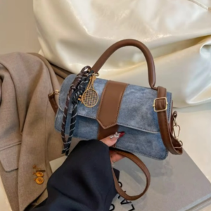 Retro  Square Crossbody Handbag - Blue - Image 2