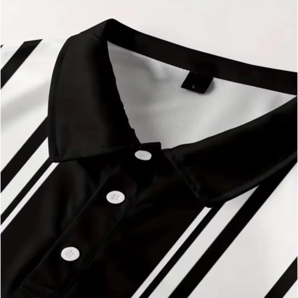 Men’s Oversized Striped Button Short-Sleeve T-shirt