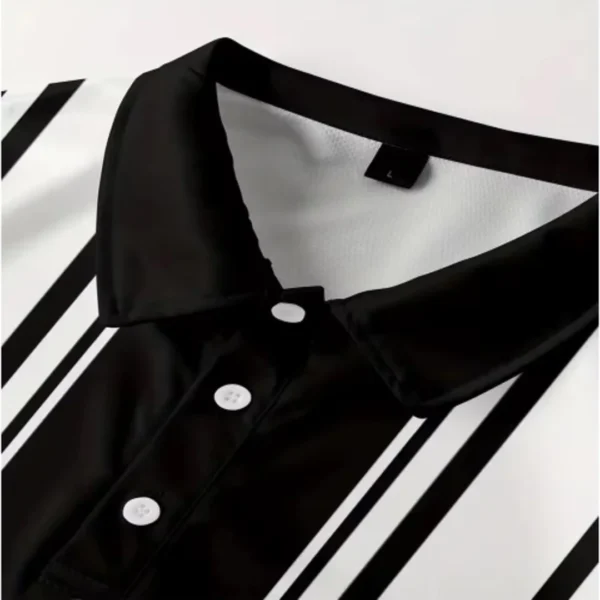 Men’s Oversized Striped Button Short-Sleeve T-shirt