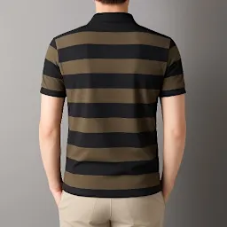 Men’s Golf Striped Button-Up Short Sleeve Shirt