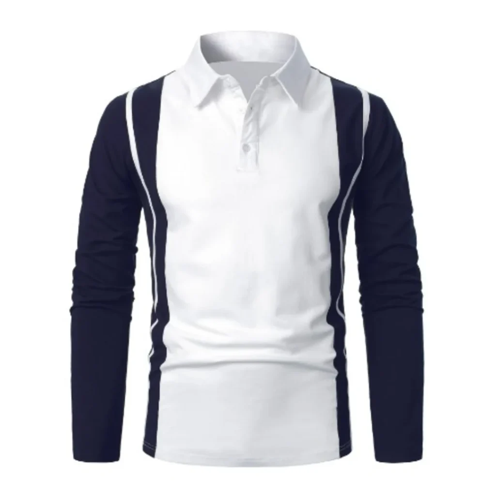 Men’s Classic Breathable Striped Patchwork Long Sleeve Shirt