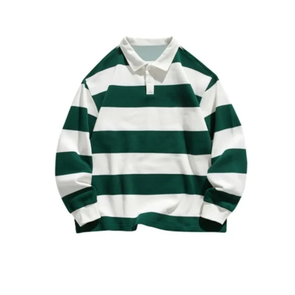 Men’s Breathable Classic Striped Long Sleeve Polo Shirt