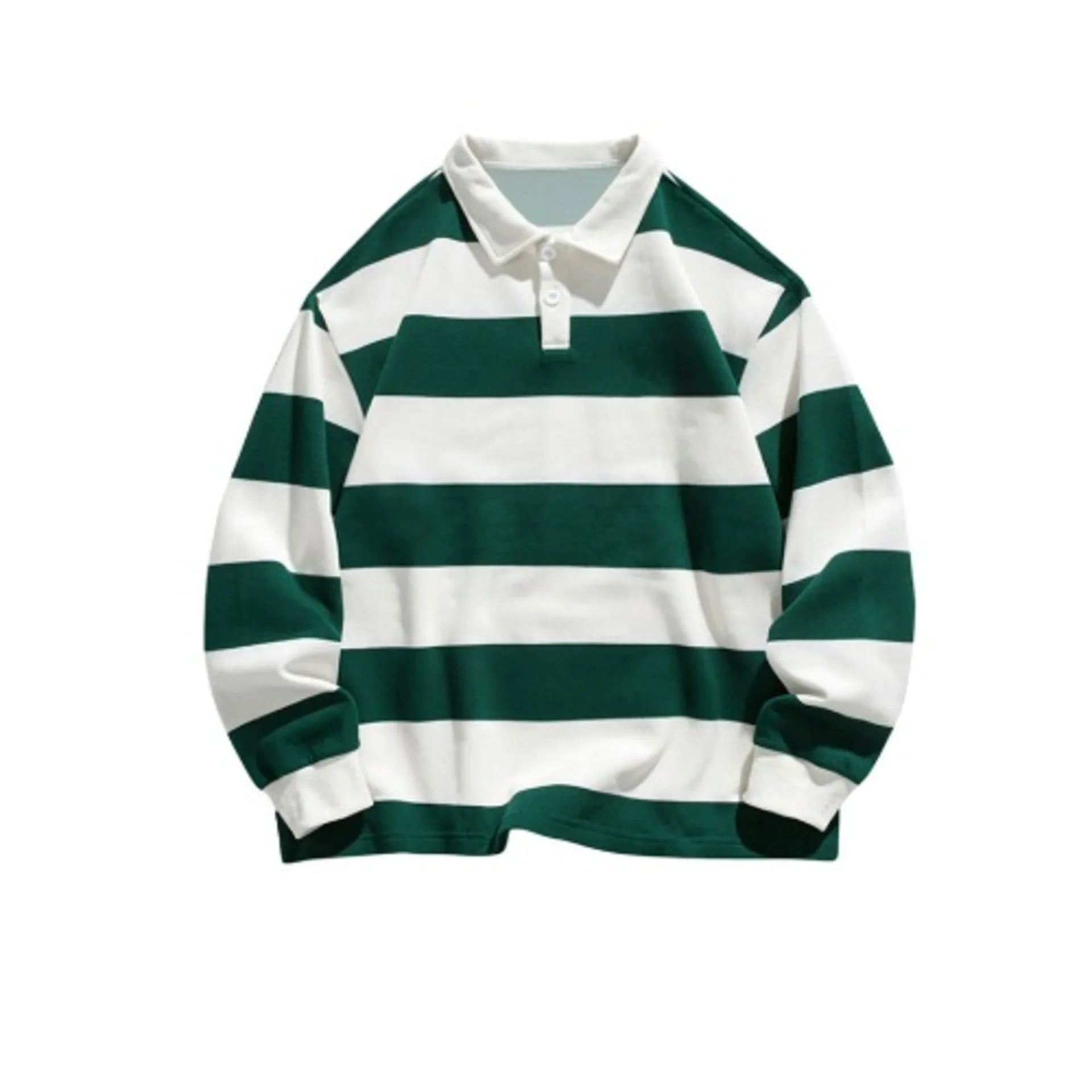 Men’s Breathable Classic Striped Long Sleeve Polo Shirt - Image 2