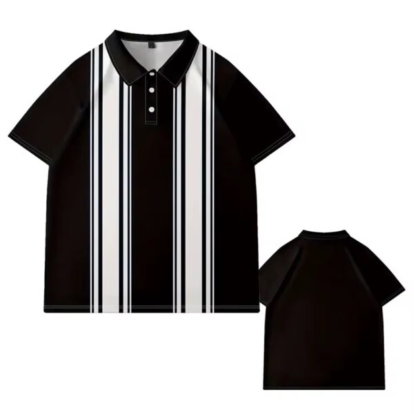 Men’s Oversized Striped Button Short-Sleeve T-shirt