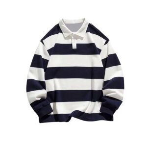 Men’s Breathable Classic Striped Long Sleeve Polo Shirt