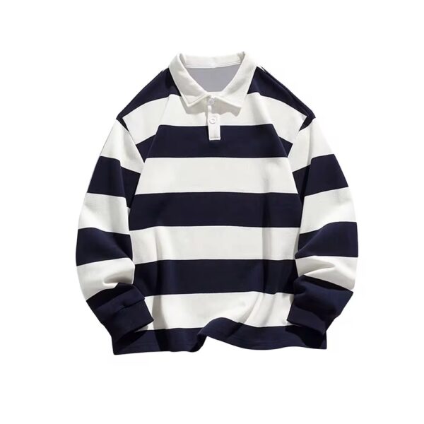 Men’s Breathable Classic Striped Long Sleeve Polo Shirt
