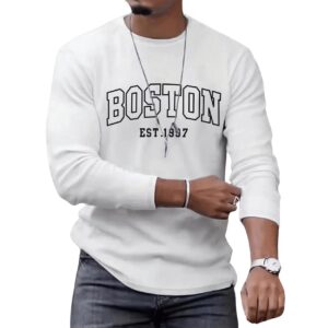 Men’s BOSTON Print Oversized Long Sleeve T-Shirt
