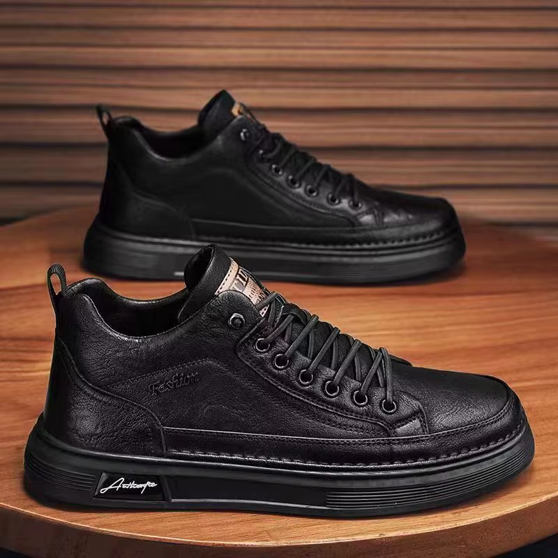 Men's High Top Board Shoes- Black - Image 1