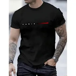 Men's Paris Print Short Sleeve Round Neck T-Shirt