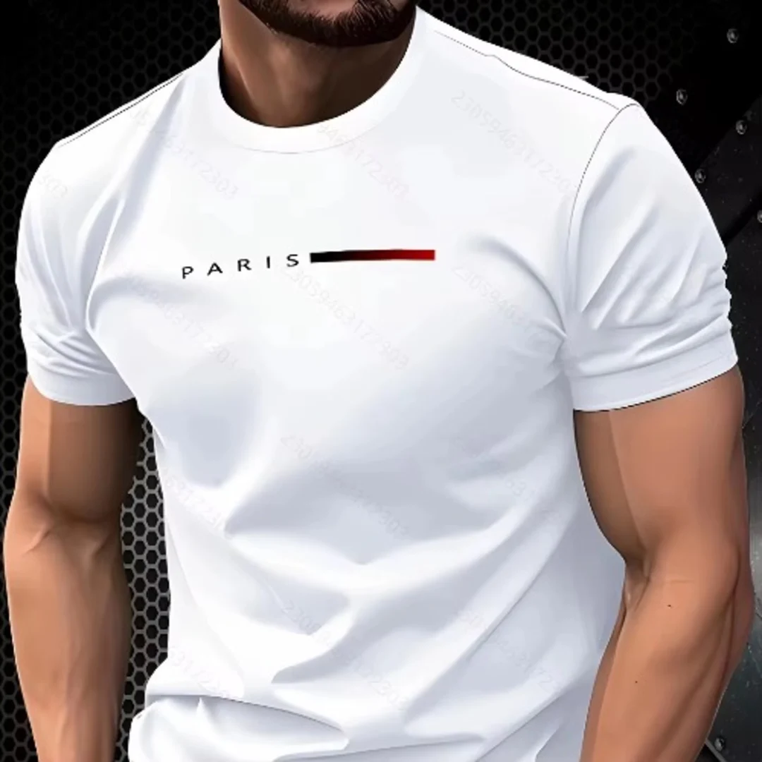Men's Paris Print Short Sleeve Round Neck T-Shirt - Image 5