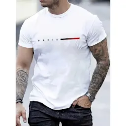 Men's Paris Print Short Sleeve Round Neck T-Shirt