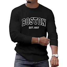 Men’s BOSTON Print Oversized Long Sleeve T-Shirt