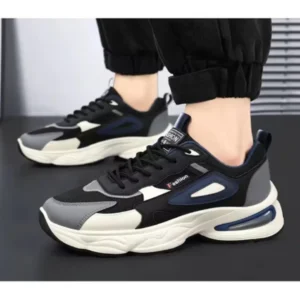 Customized Men's Breathable Running Sneakers -Black - Image 3