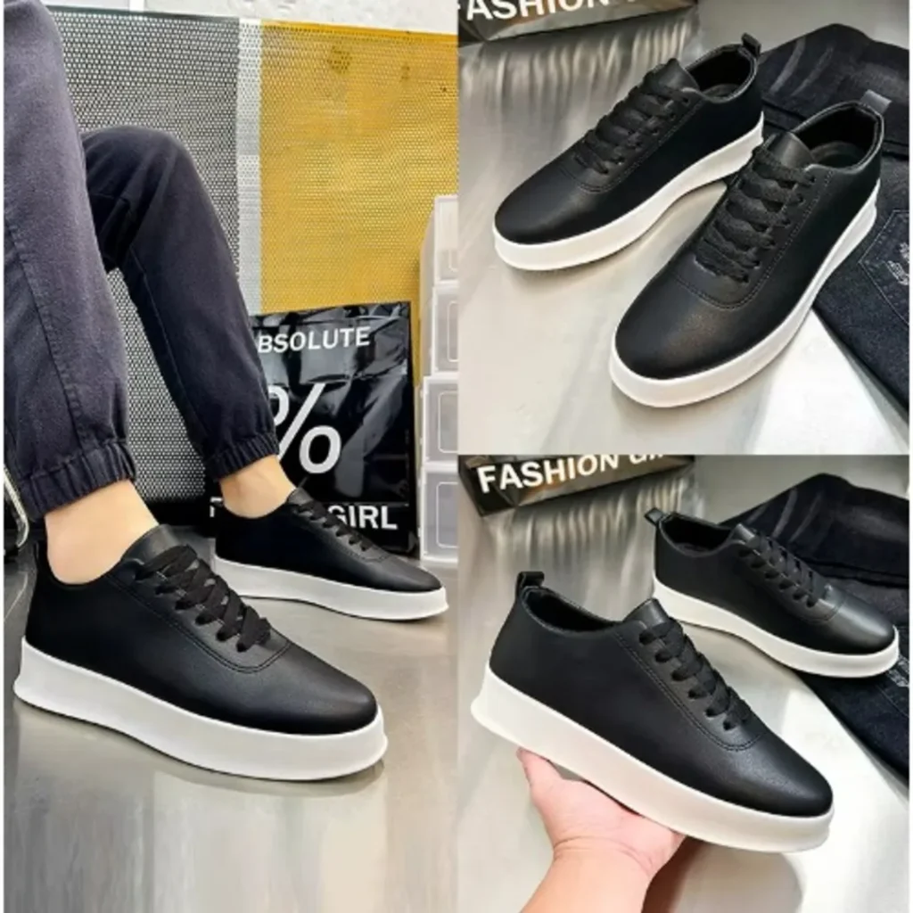 Black Men's Low-top Lace-up Sneakers