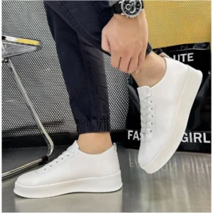 All-white Low-top Lace-up Sneakers - Image 2
