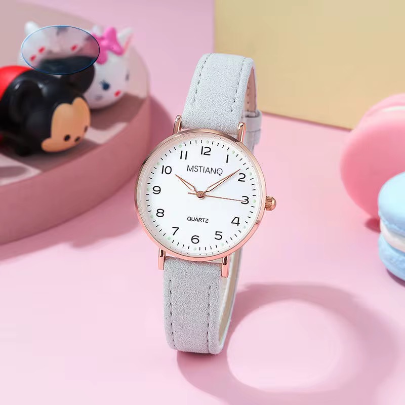 Women’s Luminous Retro Leather Quartz Watch – Grey - Image 2