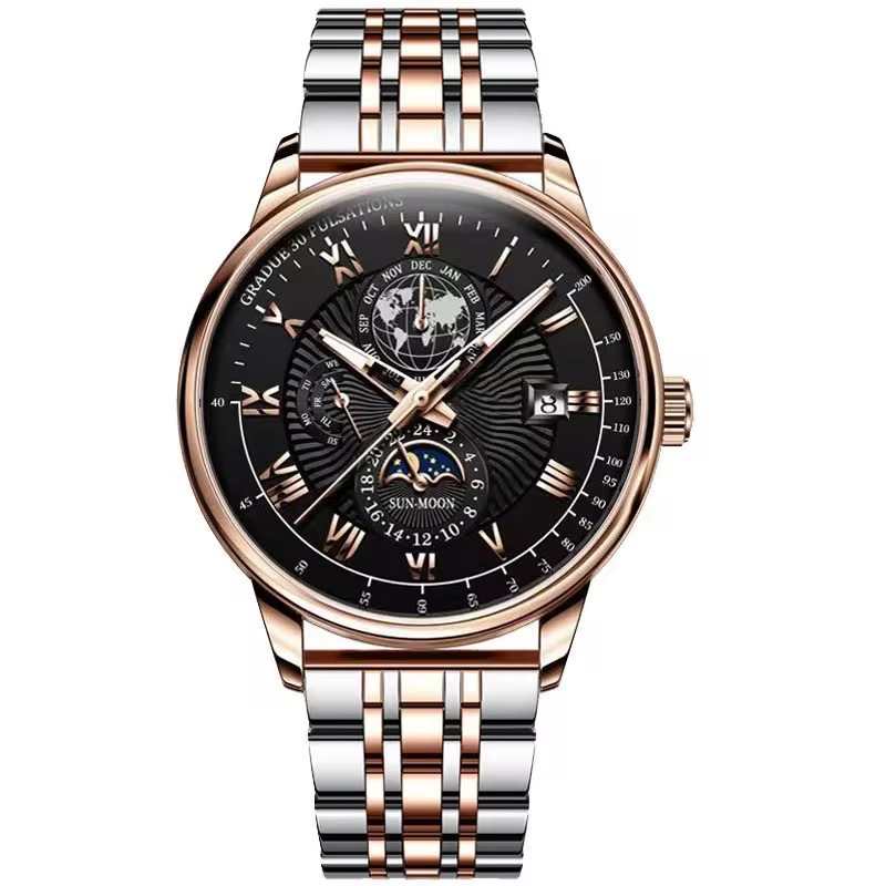 Men’s Watch – Silver-rose gold-black - Image 2