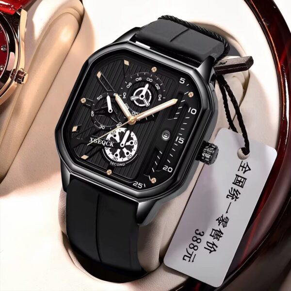 Mens Luxury Quartz Watch -Black Shell Gold