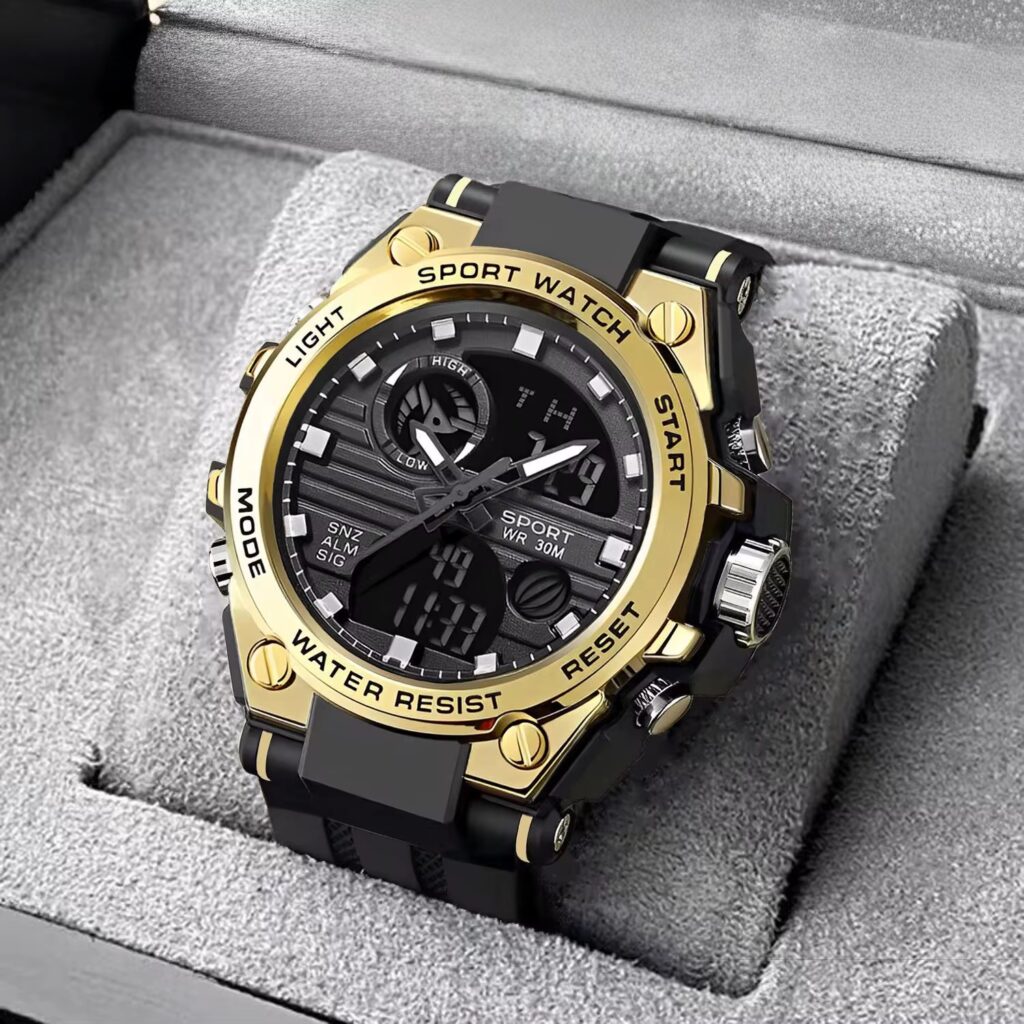 Men's OEM Trend  Dual Display Sports Watch - Black and Gold