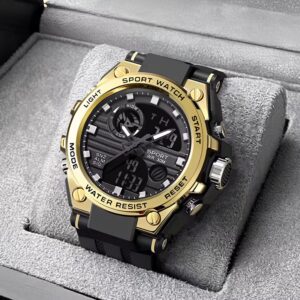Men's OEM Trend  Dual Display Sports Watch - Black and Gold - Image 2