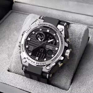 Men's OEM Trend  Dual Display Sports Watch - Black and Sliver - Image 2