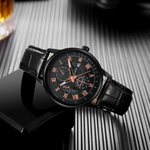 Men's Luxury Business Leather Watch - Black - Image 2