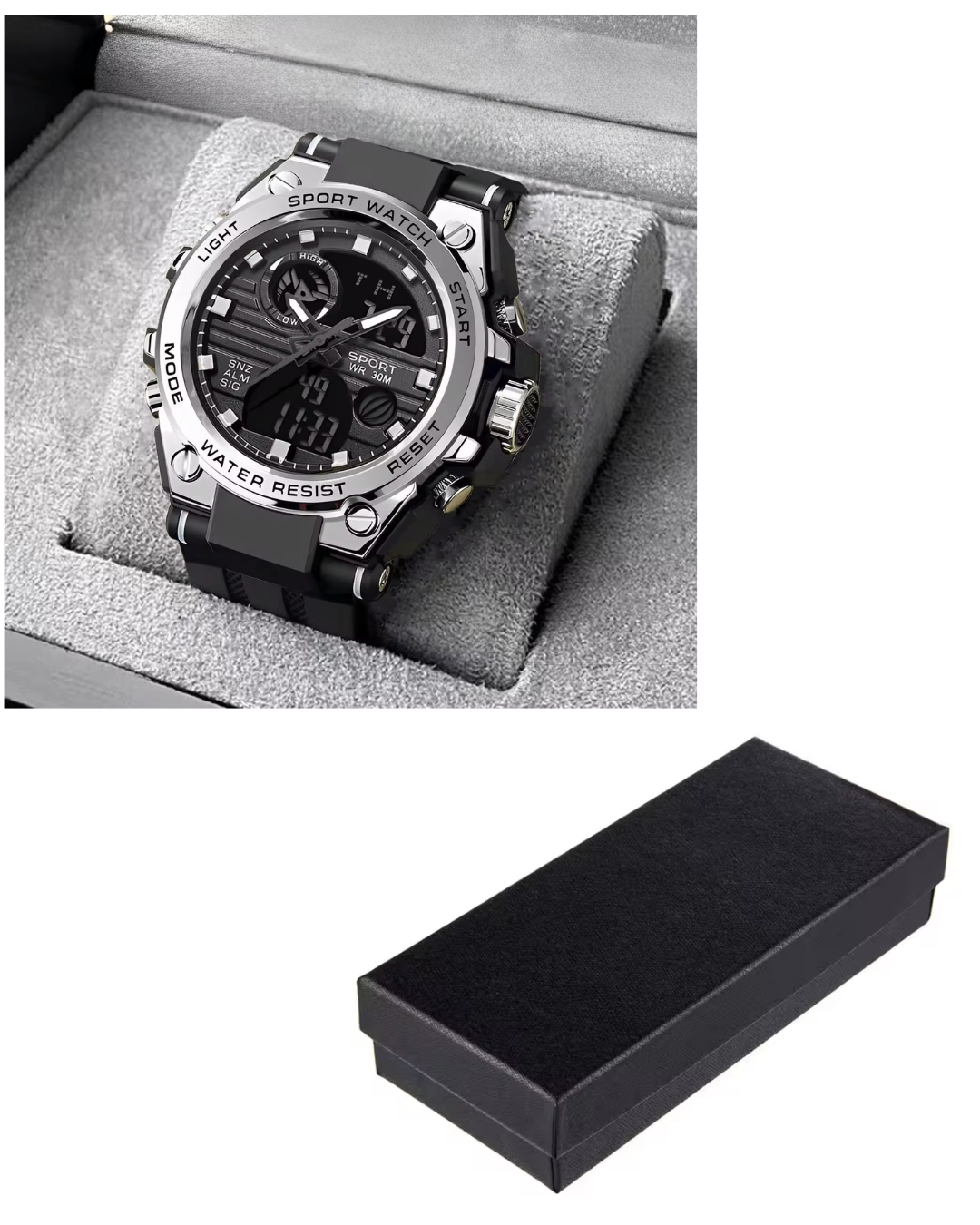Men's OEM Trend  Dual Display Sports Watch - Black and Sliver - Image 1