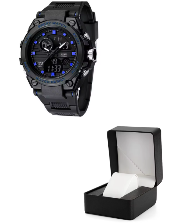 Men's OEM Trend  Dual Display Sports Watch - Black and Blue