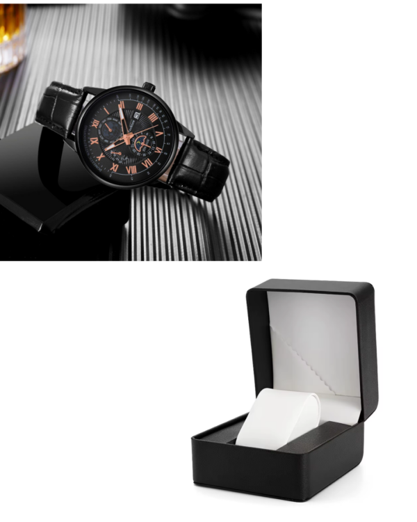 Men's Luxury Business Leather Watch - Black