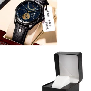 Men’s Top Quartz Business Watch – Black Shell & Blue Face - Image 1