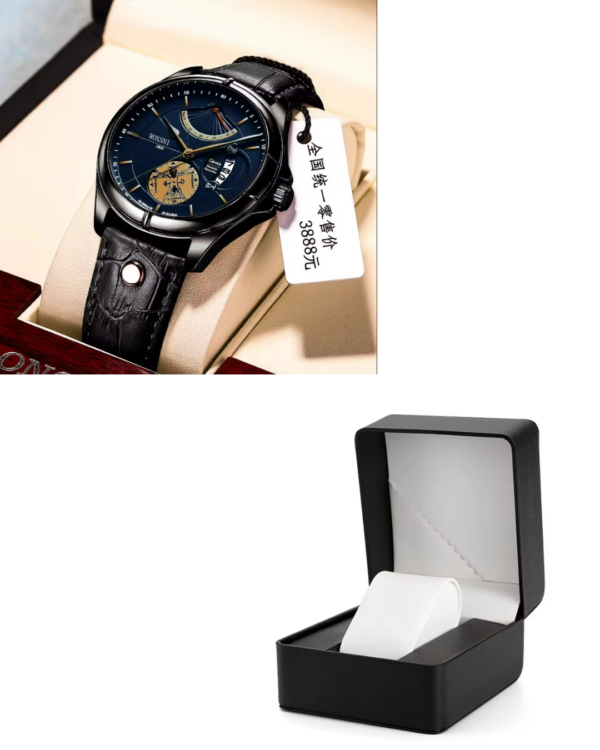 Men’s Top Quartz Business Watch – Black Shell & Blue Face