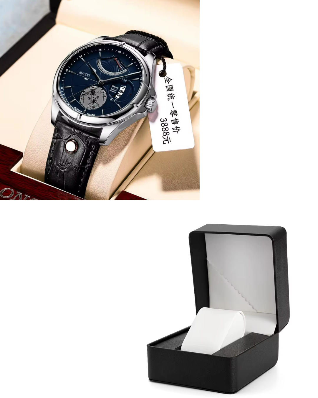 Men’s Top Quartz Business Watch – Sliver Shell & Blue Face - Image 1