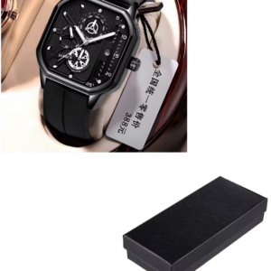 Mens Luxury Quartz Watch -Black Shell Sliver - Image 1