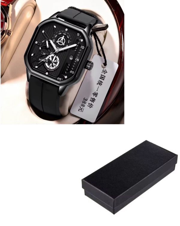 Mens Luxury Quartz Watch -Black Shell Sliver